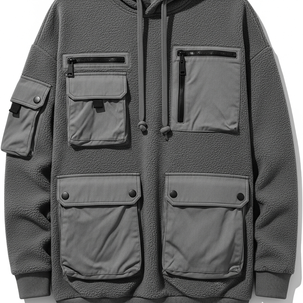 Cargo hoodie with oversized utility pockets